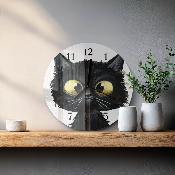 Round wall clock Black cat