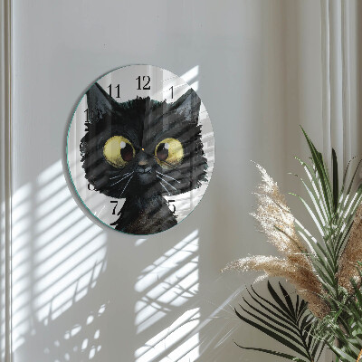 Round wall clock Black cat