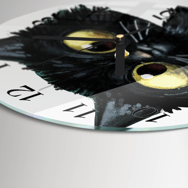 Round wall clock Black cat