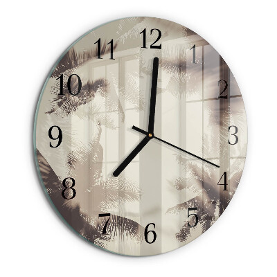 Round wall clock Palm trees