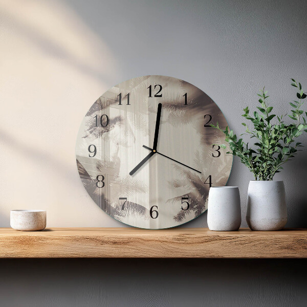 Round wall clock Palm trees