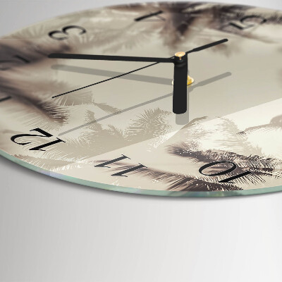 Round wall clock Palm trees