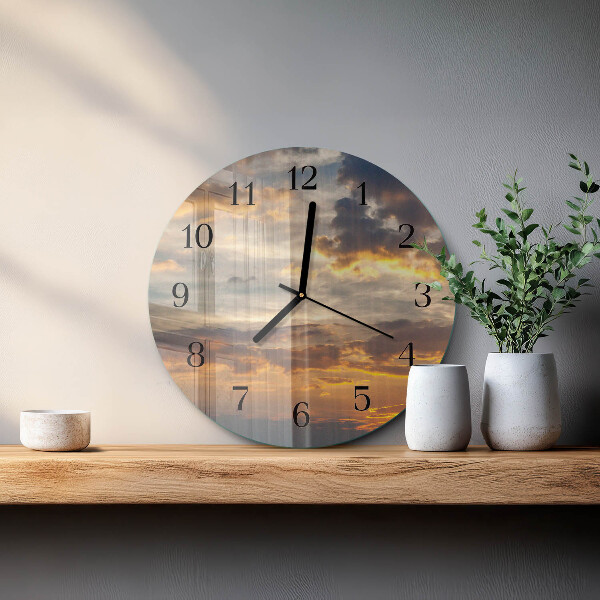 Round wall clock Sunset