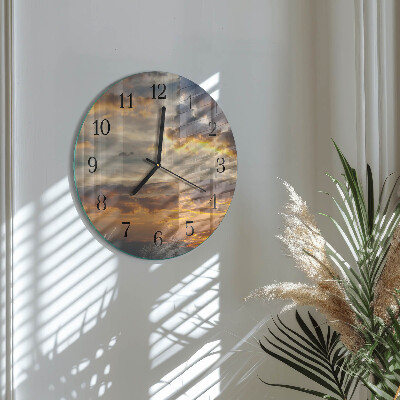 Round wall clock Sunset