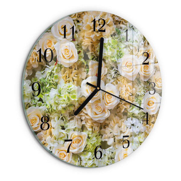 Round wall clock Elegant flowers