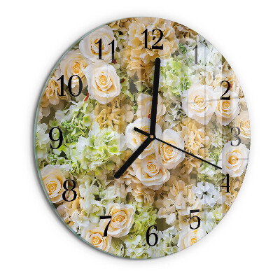 Round wall clock Elegant flowers