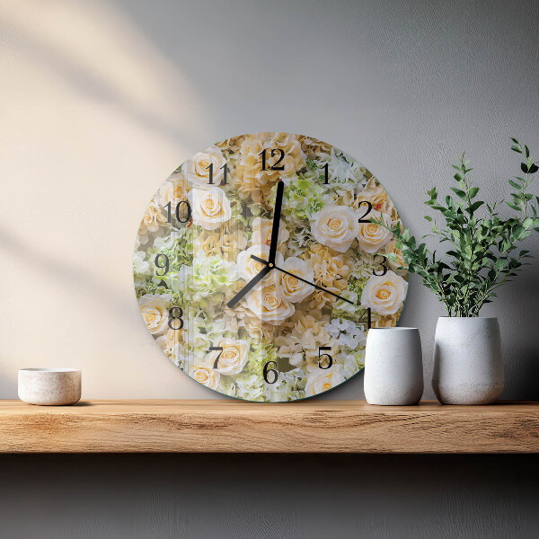 Round wall clock Elegant flowers