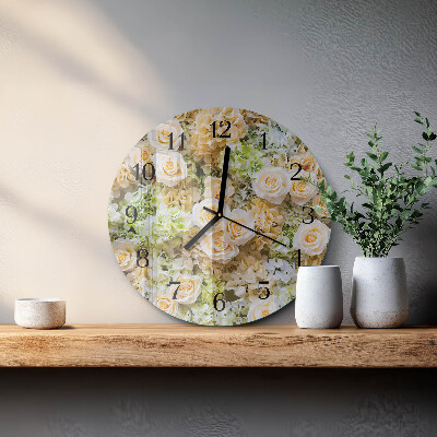 Round wall clock Elegant flowers