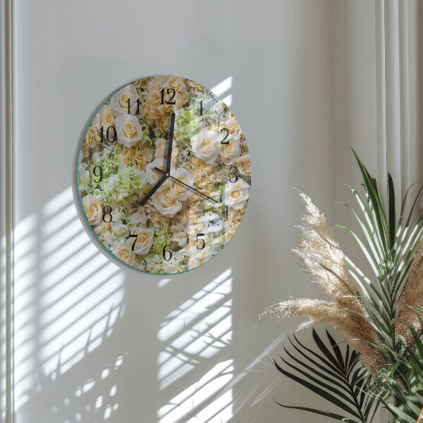 Round wall clock Elegant flowers