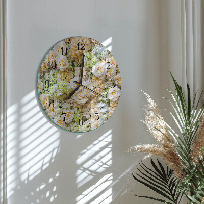 Round wall clock Elegant flowers
