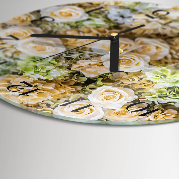 Round wall clock Elegant flowers