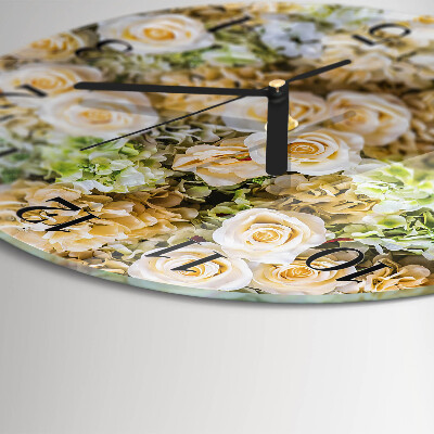 Round wall clock Elegant flowers