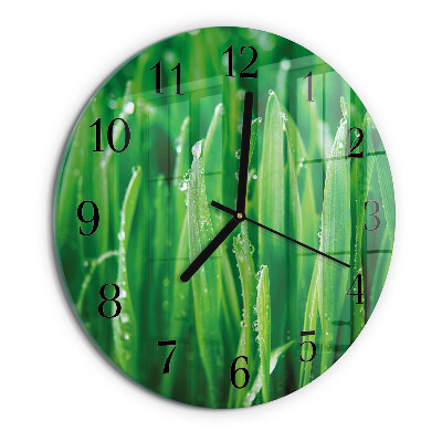 Round wall clock Green grass