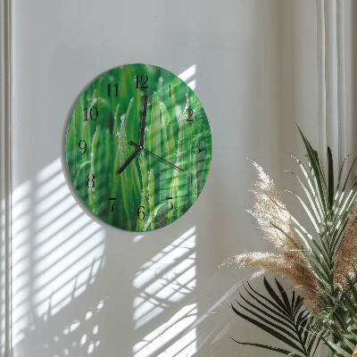 Round wall clock Green grass