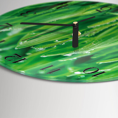 Round wall clock Green grass