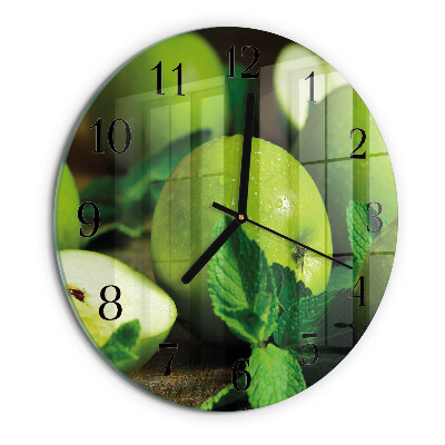 Round wall clock Green apples