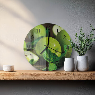 Round wall clock Green apples