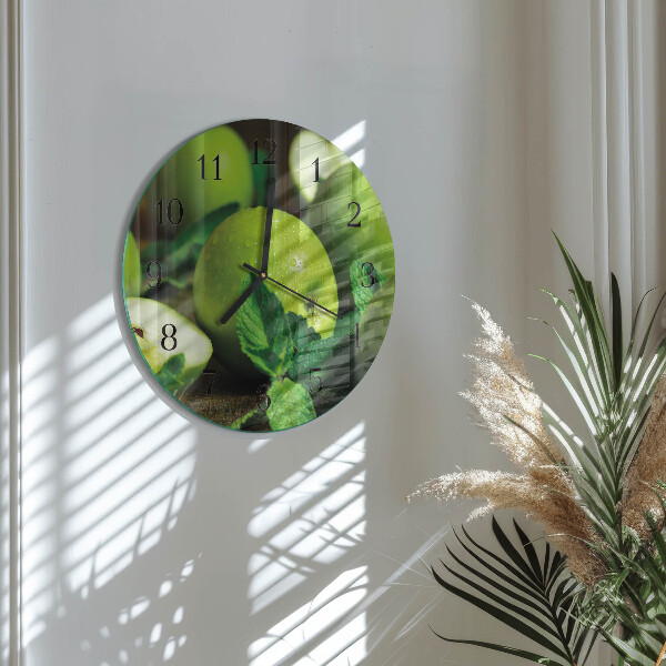 Round wall clock Green apples