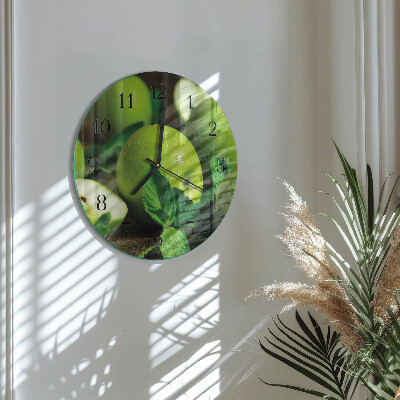 Round wall clock Green apples