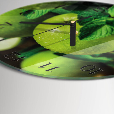 Round wall clock Green apples