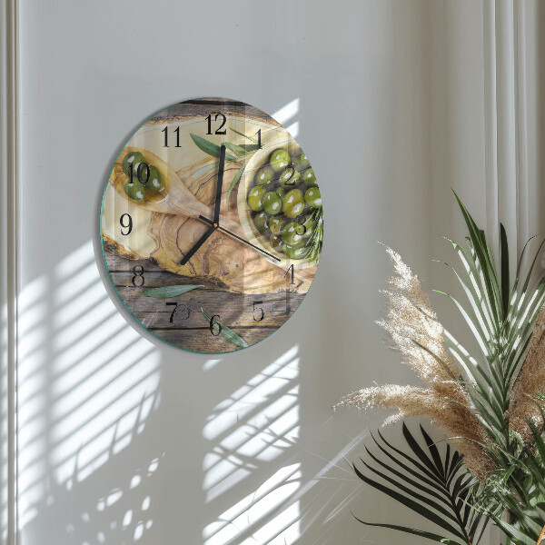 Round wall clock Olive Wood
