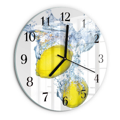 Round wall clock Lemons in water