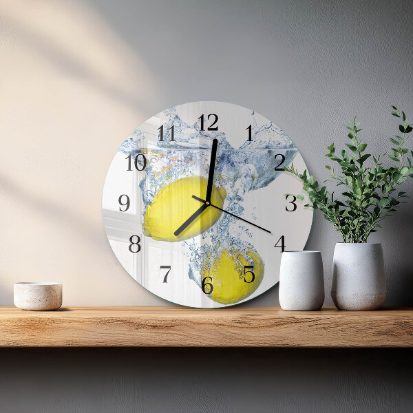 Round wall clock Lemons in water