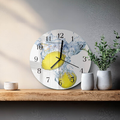 Round wall clock Lemons in water