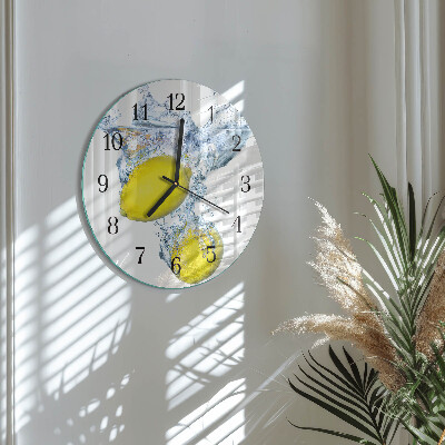 Round wall clock Lemons in water