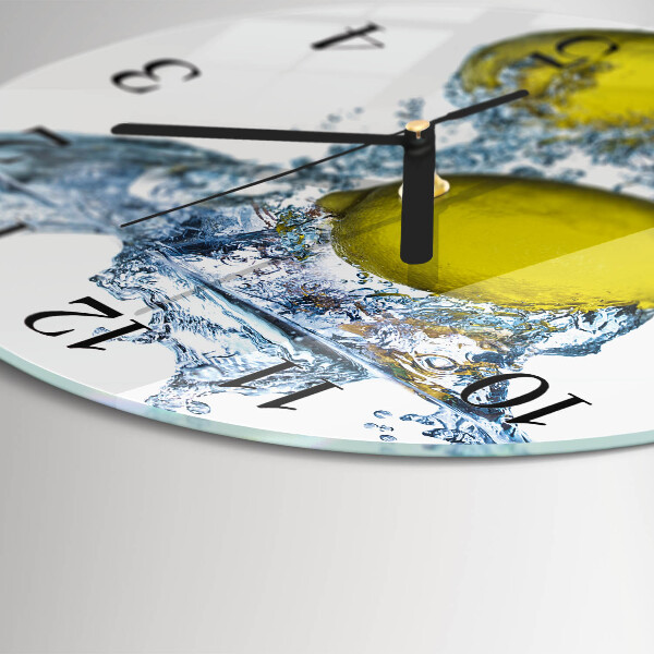 Round wall clock Lemons in water