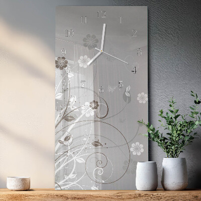 Vertical wall clock Flowers
