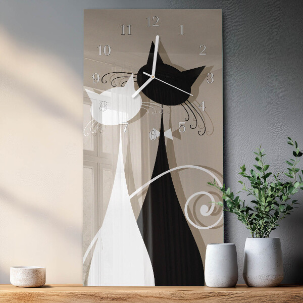 Vertical wall clock Cats