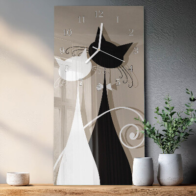 Vertical wall clock Cats