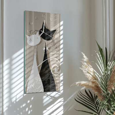 Vertical wall clock Cats