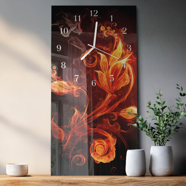 Vertical wall clock Abstract Flowers