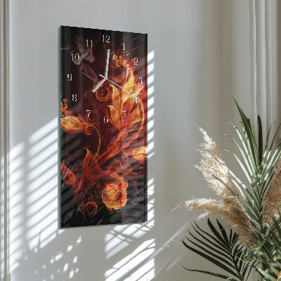 Vertical wall clock Abstract Flowers
