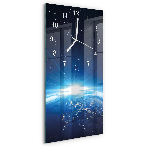 Vertical wall clock Earth Weltall