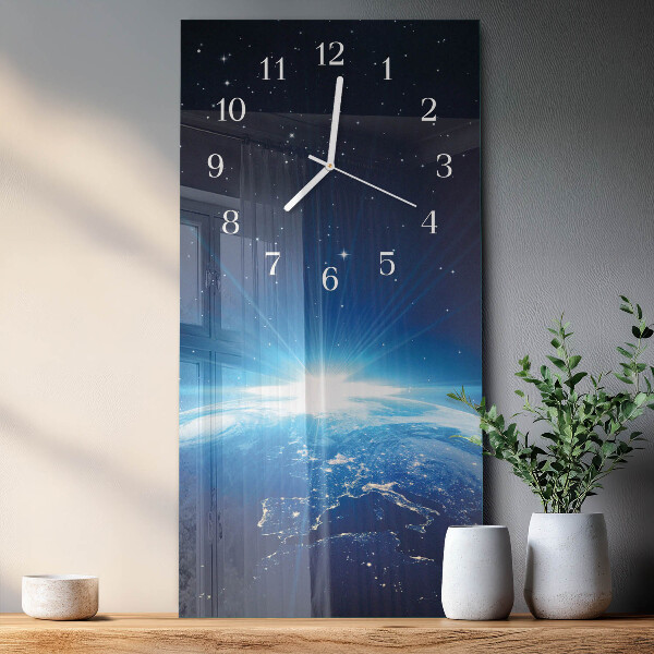 Vertical wall clock Earth Weltall