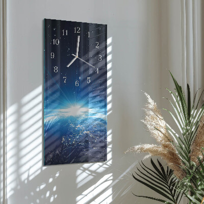 Vertical wall clock Earth Weltall