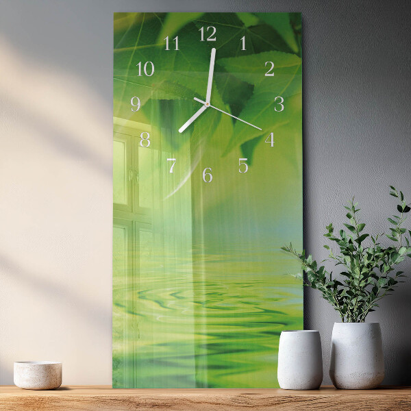 Vertical wall clock Leaves