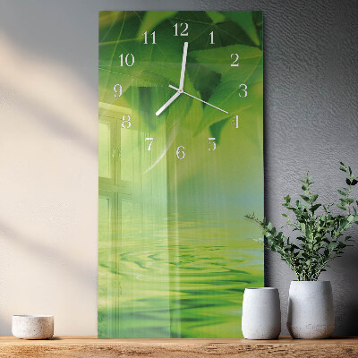 Vertical wall clock Leaves
