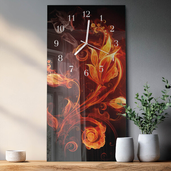 Vertical wall clock Fire Flower