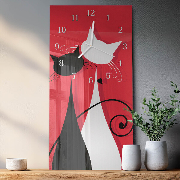 Vertical wall clock Cats