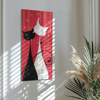 Vertical wall clock Cats
