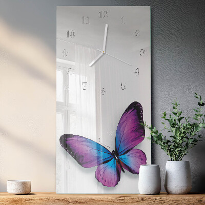 Vertical wall clock Butterflies