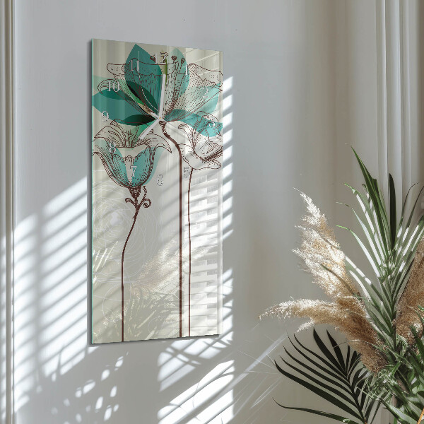 Vertical wall clock Flower