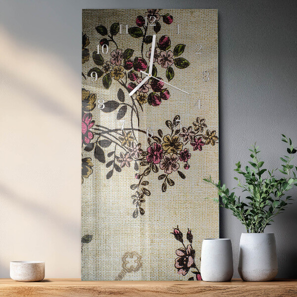 Vertical wall clock Floral Pattern
