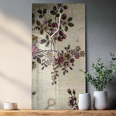 Vertical wall clock Floral Pattern