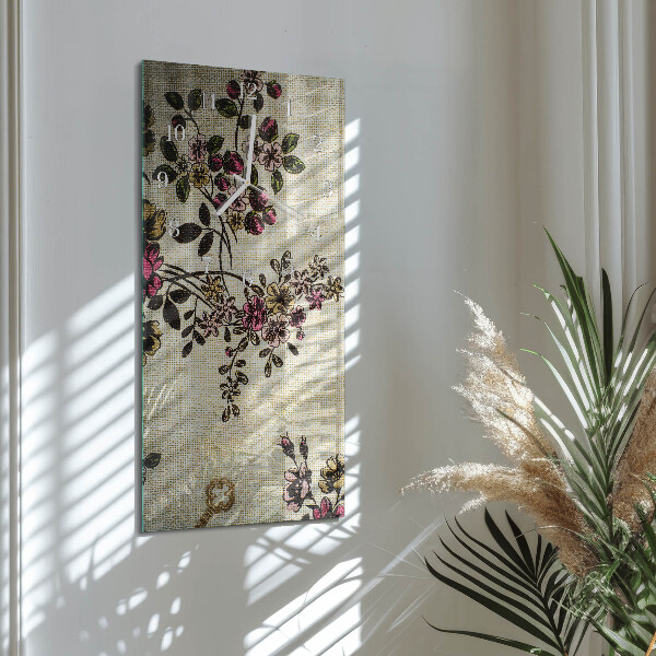 Vertical wall clock Floral Pattern