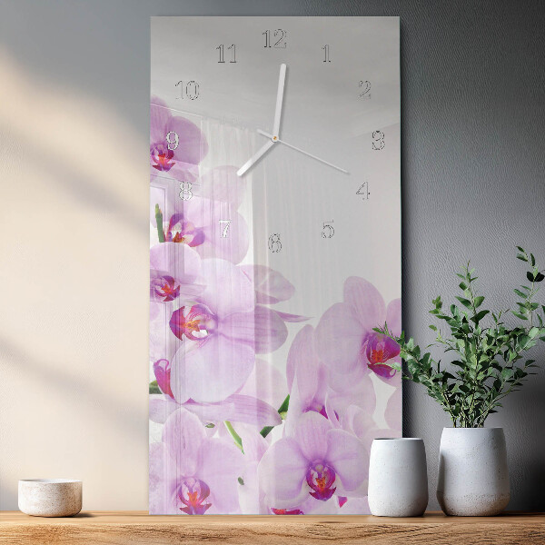 Vertical wall clock Orchids